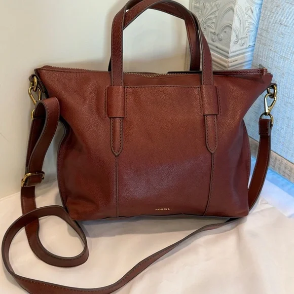 Fossil Skylar Satchel Bag in the color Brandy - Picture 2 of 9